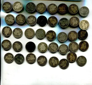 1892 - 1916 BARBER SILVER QUARTER LOT OF 40 AG GOOD 1942S - Picture 1 of 1