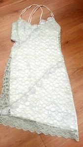 WOMENS MINT GREEN LACE STRAPPY CUT OUT SIDE DRESS BY TOPSHOP SIZE 10   - Picture 1 of 2