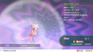 Originales Legendäres Pokéball Plus Mew Level 1 Pokémon Let‘s Go Pikachu/Evoli - Picture 1 of 2