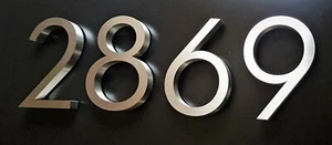 10"  or 12" floating 3D house numbers in brushed stainless steel - Picture 1 of 13