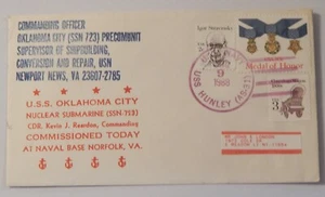 USS Oklahoma City (SSN 723) commissioned July 9 1988 USS Hunley (AS 31) - Picture 1 of 2