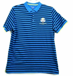 The Ryder Cup Collection Men's XL 2018 Blue Short Sleeve Striped Polo Golf Shirt - Picture 1 of 6