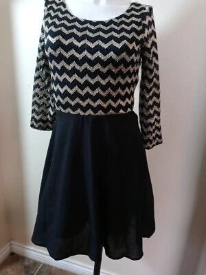 Девочек черное золото в полоску 3\4 рукав кружева на мой Michelle размер 16 с задней бант - Изображение 1 из 4