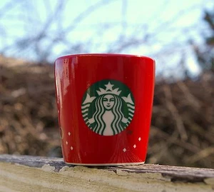 Starbucks Coffee Company 3oz Espresso Red Ceramic Shot Glass Christmas 2013 - Picture 1 of 1