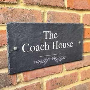 Rustic Slate house number / name sign plaque bespoke classic FREE UK P&P 40x20cm - Picture 1 of 5