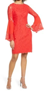 Shani Red Lace Long Sleeve Cocktail Dress SZ 6 NWT - Picture 1 of 6