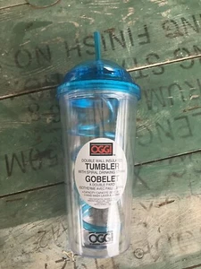 Oggi Tumbler Cup Spiral Straw Double Walled Milkshake Iced Coffee Blue Brand New - Picture 1 of 6