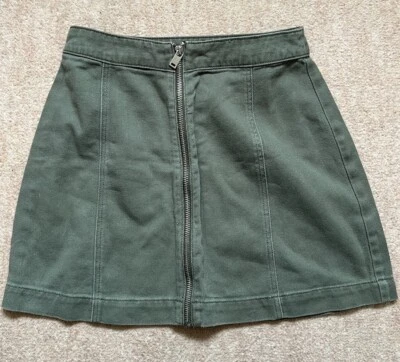 Divided Women’s Size 8 Green Front Zip Denim Skirt  - Image 1 of 4