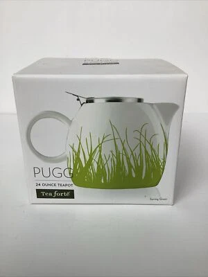 Tea Forte Pugg 24 Ounce Teapot Tea For One Spring Grass New In Box White Green - Image 1 of 4