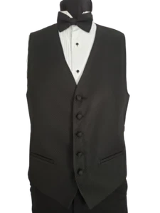 New Black Dover Tuxedo Vest + Pre Tied Bow Euro Tie  All Sizes Free Ship TUXXMAN - Picture 1 of 12