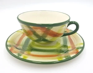 Vintage VERNONWARE Vernon Kilns TAM O'SHANTER Cup & Saucer Set Rust Green - Picture 1 of 3
