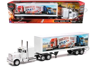 PETERBILT 379 TRUCK WHITE W/DRY VAN TRAILER 1/32 DIECAST BY NEW RAY SS-12393 - Picture 1 of 3