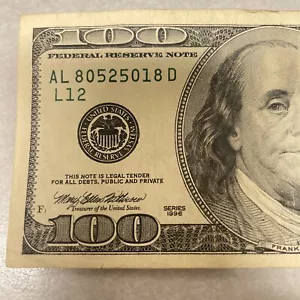 1996 $100 Hundred Dollar Bill Rare Federal Reserve Note Vintage 27 years old - Picture 1 of 7