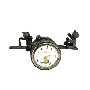 Teddybären Wippe 1996 Royal Selangor Zinn Tisch Schreibtisch Uhr funktioniert Picknick Vintage - Bild 1 von 9
