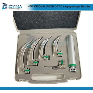 NEW Original FIBER OPTIC Laryngoscope Mac Set of 6 BLADE &HANDLES EMT Anesthes - Picture 1 of 6
