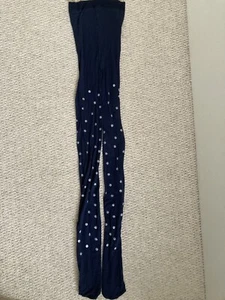 Girls M&S 9-10 Years Navy Tights Silver Spots - Picture 1 of 3