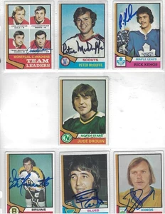 LOTTO DI 7 CARTE HOCKEY TOPPS "NHL" 1974-75 FIRMATE A MANO - Foto 1 di 1
