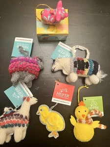 Heifer International Animal Christmas Ornaments Fair Trade Handmade 6 Total - Picture 1 of 17