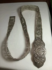 Cinturón de boda para mujer de plata esterlina de treinta y siete pulgadas con cuentas florales - Imagen 1 de 10