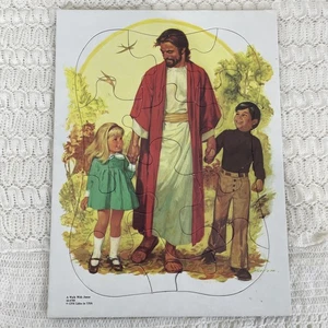 Rompecabezas de imágenes bíblicas vintage "Un paseo con Jesús" 44-4768 cartón completo EE. UU. - Imagen 1 de 5
