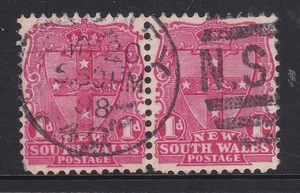 1897-1906 ESCUDO DE ARMAS 1d PAR DE SELLOS NUEVOS PREDECIMALES DEL ESTADO DEL SUR DE GALES EN VFU #60 - Imagen 1 de 1