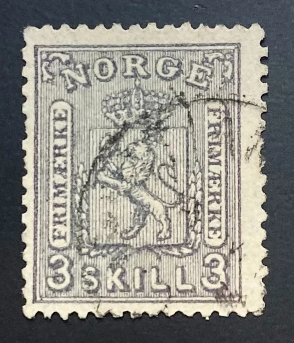 挪威邮票 3 张技能徽章 1868 年 NK 13b (CV:110 美元) — 第 1/1 张图片