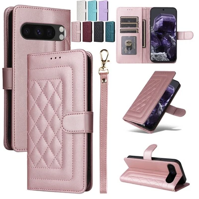For Google Pixel 9 Pro Xl 9A 8 Pro 8A Leather Card Wallet Case Wrist Strap Cover - Image 1 of 4