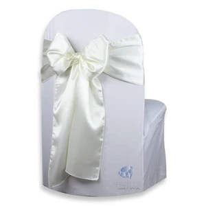 10 pcs Satin Chair Cover Bow Sash 108"x8" - Ivory - Wedding Party Banquet ck - Picture 1 of 5