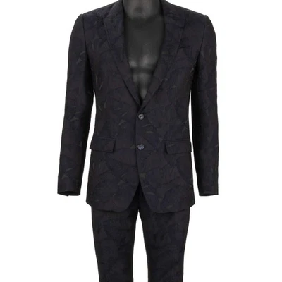 DOLCE & GABBANA Monstera Hoja Jacquard Traje Chaqueta Pantalones MARTINI Azul 46 36 S Foto 1 de 4