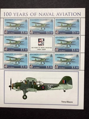 Islas Salomón 2009 hoja como nueva de avión Fairley Albacore.  B/O266 ($3,50) Foto 1 de 4