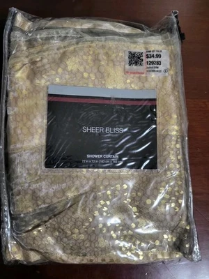 Sheer Bliss Shower Curtain Revman Gold 72" x 72" - Image 1 of 2