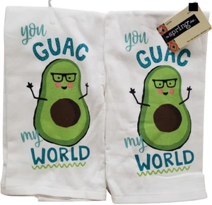 Set of 2 Same Dual Kitchen Terry Towels (16"x26") AVACADO,YOU GUAC MY WORLD,Ritz - Picture 1 of 10