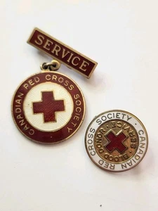 2 Vtg Canadian Red Cross Society SERVICE pin(s) Blood Donor Free Shp - Picture 1 of 8