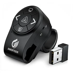 Présentateur sans fil Bluetooth, clicker de présentation RF 2,4 GHz, anneau de doigt BT - Photo 1/8