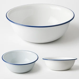 NEW FALCON 36CM ENAMEL WASH BASIN WASHING UP LARGE BOWL WHITE FAENCH VINTAGE - Picture 1 of 5
