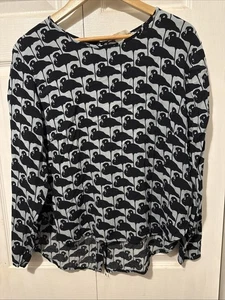 H&M Black Gray Flamingo Bird Shirt Size 14 - Picture 1 of 3