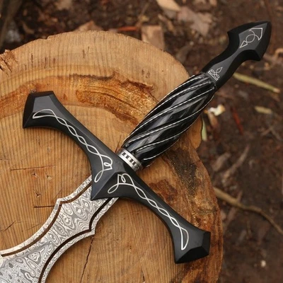 Espada Vikinga de Acero Damasco Forjada a Mano - Réplica Reina de Espadas con Vaina Foto 1 de 4