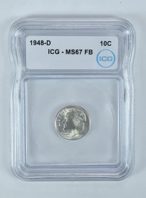 1948-D Roosevelt Dime MS67 FB ICG *2953 - Image 1 of 4