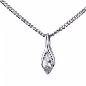 Natural White Topaz Necklace Sterling Silver SMALL Marquise Gemstone Handmade - Picture 1 of 12