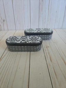 Brighton Sunglass Eyeglass Hard Case Black White Floral Paisley Metal Lot Of 2 - Picture 1 of 3
