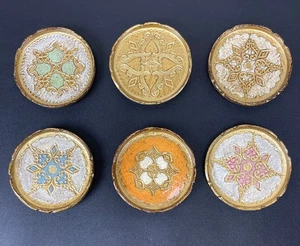 et 6 Italian Florentine Gilt Wood Coasters Tacchi Luigi Bellagio Vintage Italy - Picture 1 of 14