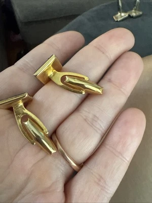 Gemelos Fleur de Lis tono dorado vintage Foto 1 de 2