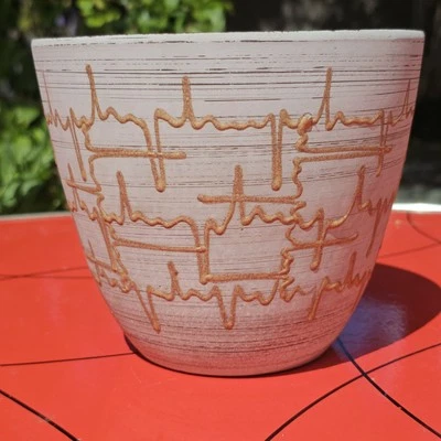 60er Keramik Fat Lava Flower Pot Pottery Blumentopf WGP Kardiogram Scheurich - Bild 1 von 4