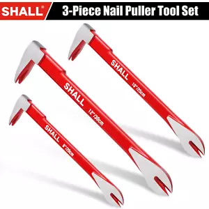 SHALL 3-Piece Nail Puller Tool Set 12’’10’’8’’Heavy Duty & Mini Cats Paw Pry Bar - Picture 1 of 11
