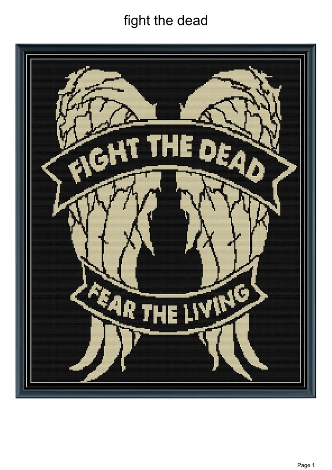 Fight the Dead blanket pattern,60x72", written and graph pattern - Image 1 of 1