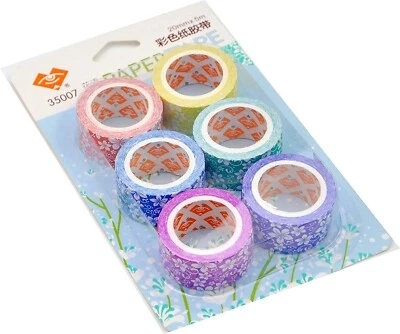 Juego de 6 cintas adhesivas de papel coloridas y atractivas para decoración Foto 1 de 4
