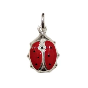 Ciondolo coccinella amuleto portafortuna argento 925 smalto modello medio 1,5 cm - Imagen 1 de 5