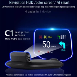 Velocímetro de proyección HUD espejo navegación pantalla frontal OBD2 GPS HUD para automóvil - Imagen 1 de 24