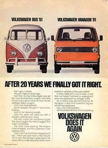 1981 Print Ad of VW Volkswagen Vanagon & 1961 Bus after 20 years we got it right - Picture 1 of 2