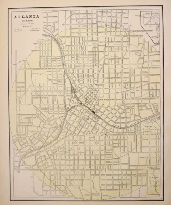 Mapa 1888 ~ ATLANTA, GA con MILWAUKEE, WI en reverso ~ (10x13)-#15 Foto 1 de 4
